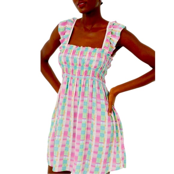 NWT | French Connection | Bibiana Check Mini Summer Dress | Size 12 - Picture 1 of 7